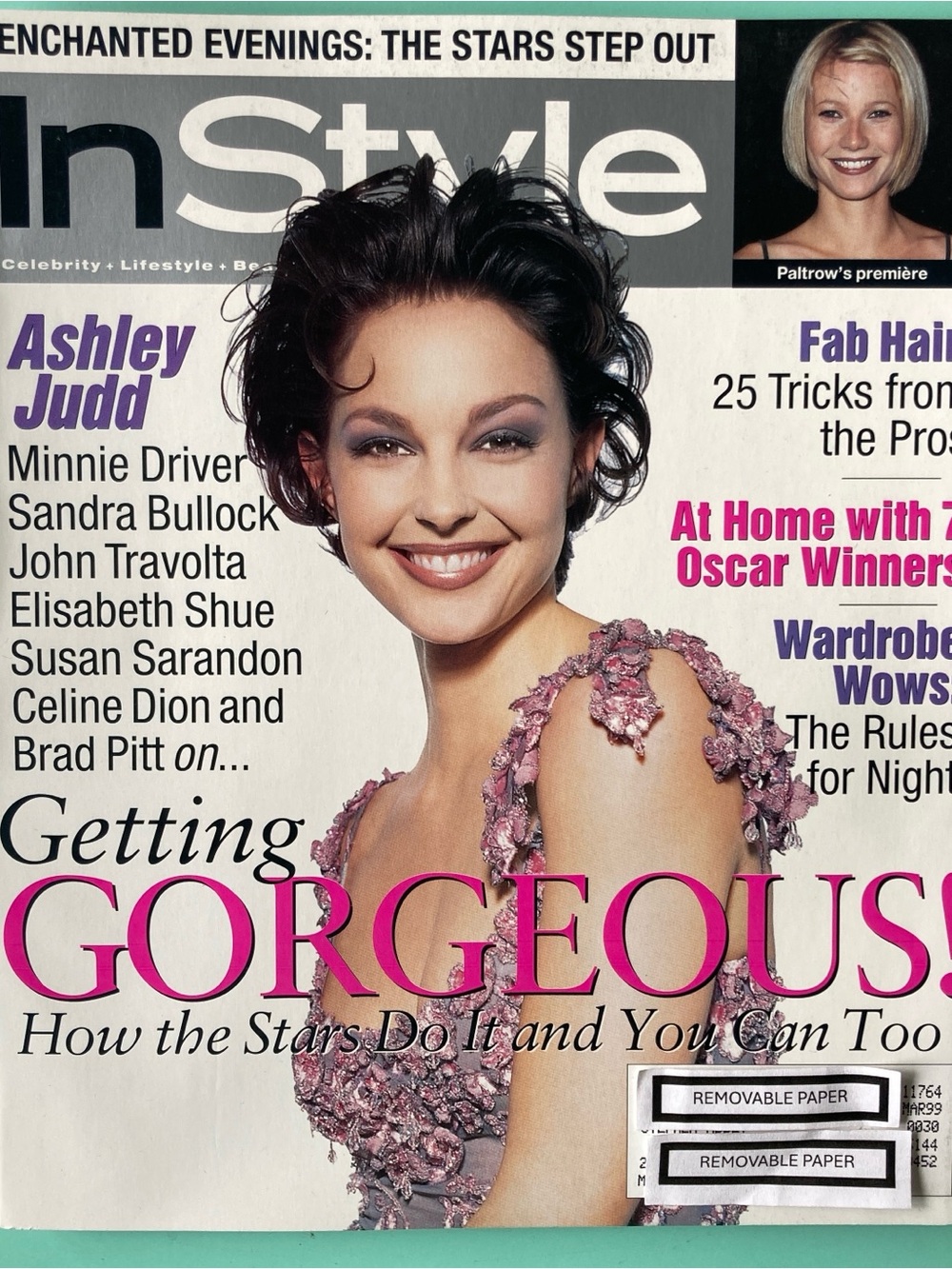 InStyle Magazine April 1998 Ashley Judd - Golden Globes Fashions Address Label